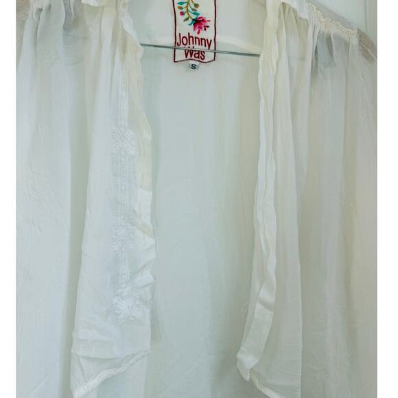 Johnny‎ Was Embroidered Short Sleeve Eyelet Blouse White S - Picture 3 of 6